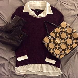 AB Studio Faux Layered Shirt & Sweater